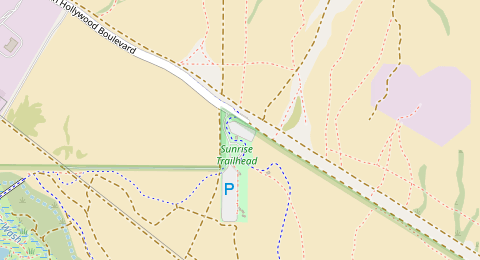Map of a likely free parking spot near Flamingo Arroyo Trail, Las Vegas
