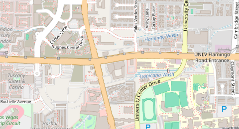 Map of a likely free parking spot near East Flamingo Road, Filipino Town, Las Vegas