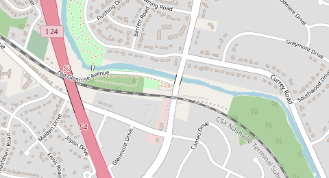 Map of a likely free parking spot near Old Glenrose Avenue, Nashville