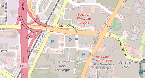 Map of a likely free parking spot near Treasure Island Self Parking, Las Vegas