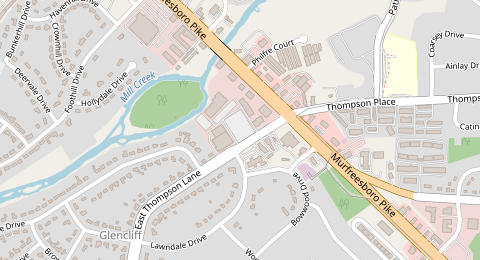 Map of a likely free parking spot near East Thompson Lane, Nashville