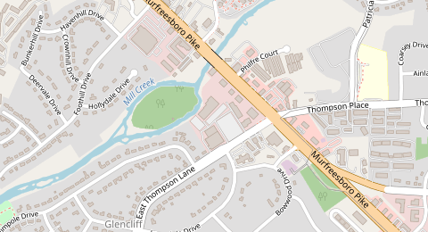 Map of a likely free parking spot near East Thompson Lane, Nashville