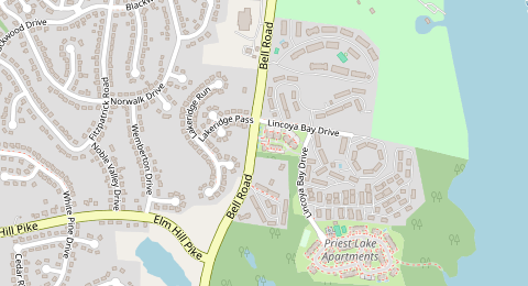 Map of a likely free parking spot near Bell Road, Nashville