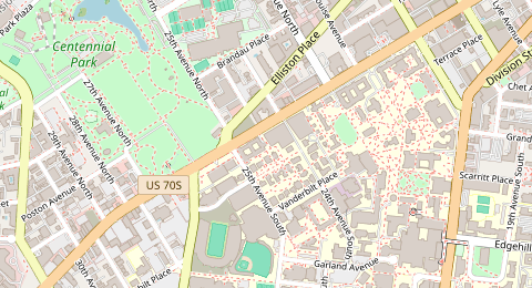 Map of a likely free parking spot near Parking Lot 69, Nashville