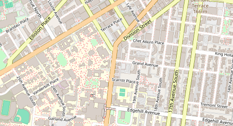Map of a likely free parking spot near Grand Avenue, Nashville