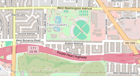 Map of a likely free parking spot near Avalon Avenue, Twin Lakes, Las Vegas