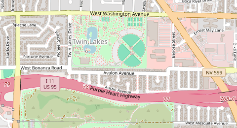 Map of a likely free parking spot near Avalon Avenue, Twin Lakes, Las Vegas