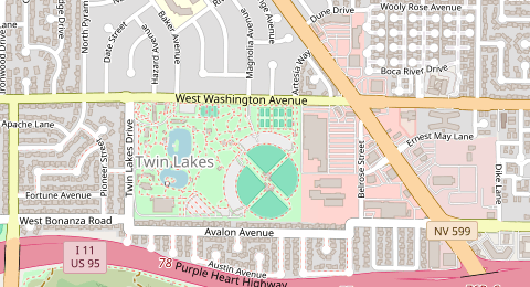 Map of a likely free parking spot near Pioneer Trail, Twin Lakes, Las Vegas