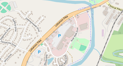 Map of a likely free parking spot near Lebanon Pike, Hermitage, Nashville
