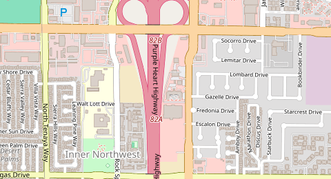 Map of a likely free parking spot near Purple Heart Highway, Michael Way, Las Vegas
