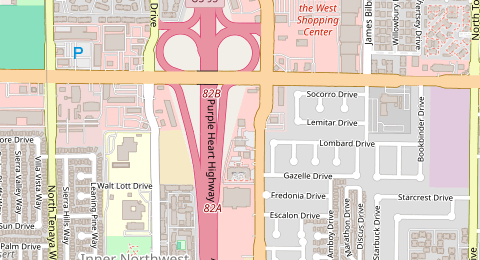 Map of a likely free parking spot near North Rainbow Boulevard, Michael Way, Las Vegas