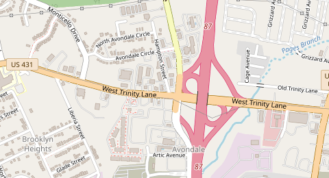 Map of a likely free parking spot near Hampton Street, Nashville