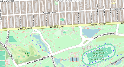 Map of a likely free parking spot near Fulton Trail, Sunset District, San Francisco