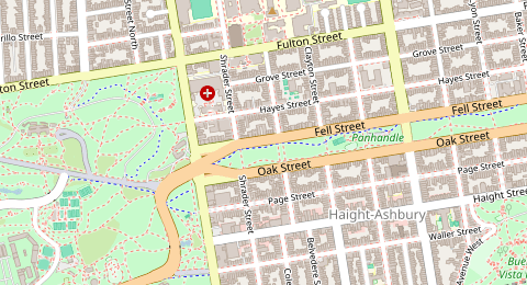 Map of a likely free parking spot near Fell Street, Panhandle, San Francisco