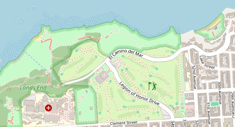 Map of a likely free parking spot near Legion of Honor Drive, San Francisco