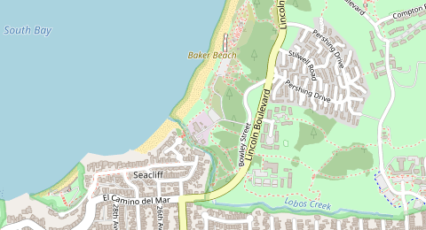 Map of a likely free parking spot near Gibson Road, Richmond District, San Francisco