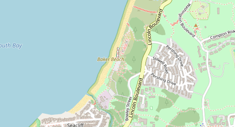 Map of a likely free parking spot near Coastal Trail, Richmond District, San Francisco