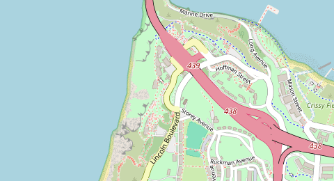 Map of a likely free parking spot near Merchant Road, San Francisco