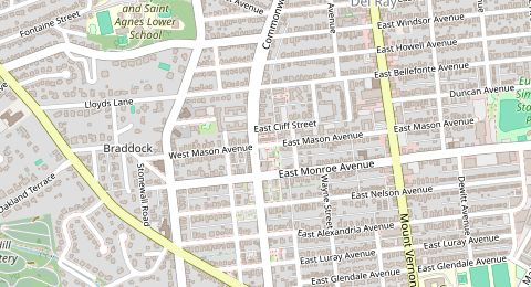 Map of a likely free parking spot near East Mason Avenue, Del Ray, Washington DC