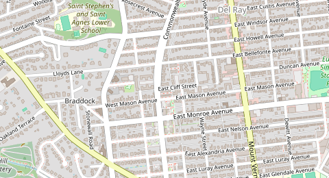 Map of a likely free parking spot near East Cliff Street, Del Ray, Washington DC