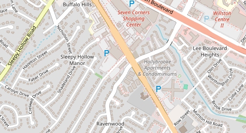 Map of a likely free parking spot near Leesburg Pike 6201, Sleepy Hollow Manor, Washington DC