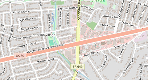 Map of a likely free parking spot near Arlington Boulevard Service Road, Jefferson Village, Washington DC