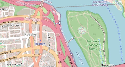 Map of a likely free parking spot near Mount Vernon Trail, Rosslyn, Washington DC