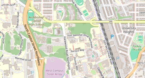 Map of a likely free parking spot near O'Boyle Lot, Washington DC