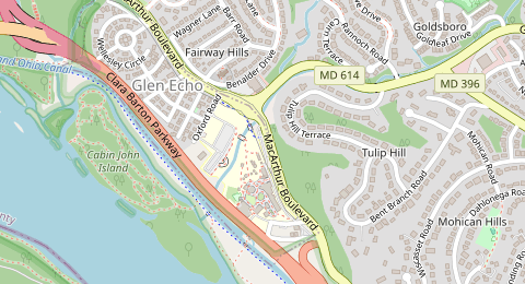 Map of a likely free parking spot near MacArthur Boulevard, Washington DC