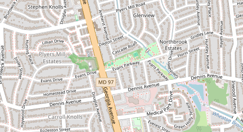 Map of a likely free parking spot near Evans Parkway, Northbrook Estates, Washington DC