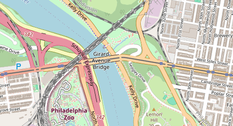 Map of a likely free parking spot near Girard Avenue Bridge Trailhead, Philadelphia