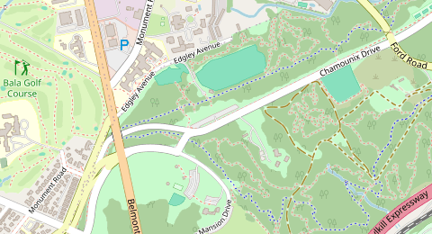 Map of a likely free parking spot near Chamounix Picnic Area Parking, Philadelphia