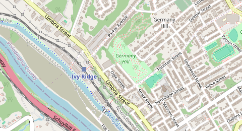 Map of a likely free parking spot near Smick Street, Northwest Philadelphia, Philadelphia