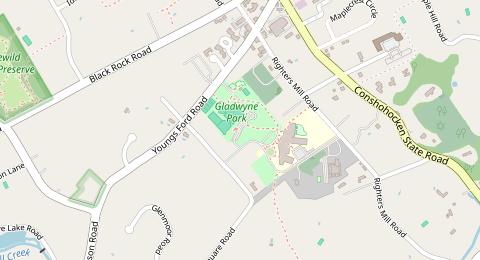 Map of a likely free parking spot near Merion Square Road, Penn Valley, Philadelphia