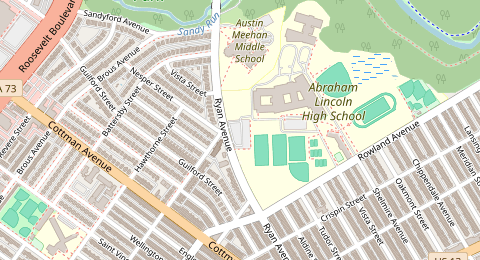 Map of a likely free parking spot near Ryan Avenue, Northeast Philadelphia, Philadelphia