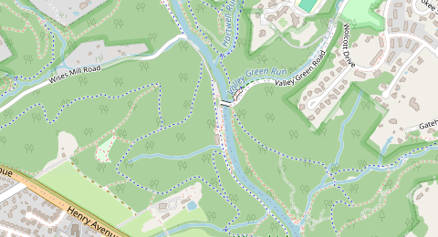Map of a likely free parking spot near Forbidden Drive, Northwest Philadelphia, Philadelphia