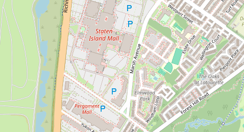 Map of a likely free parking spot near Ring Road, Staten Island, New York