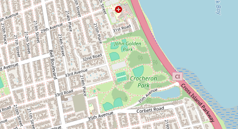 Map of a likely free parking spot near 215th Place, Queens, New York