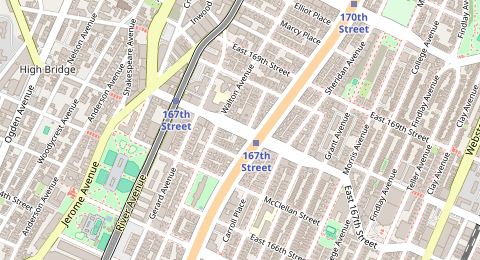 Map of a likely free parking spot near Grandview Place, The Bronx, New York