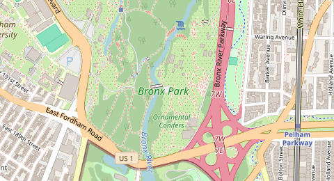 Map of a likely free parking spot near Stone Mill Road, The Bronx, New York