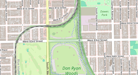 Map of a likely free parking spot near Major Taylor Red Paved Trail, Ashburn, Chicago