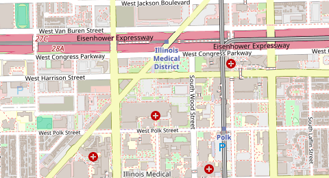 Map of a likely free parking spot near Cook County Health Parking, Chicago