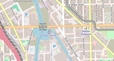 Map of a likely free parking spot near Riverwalk, Near North Side, Chicago