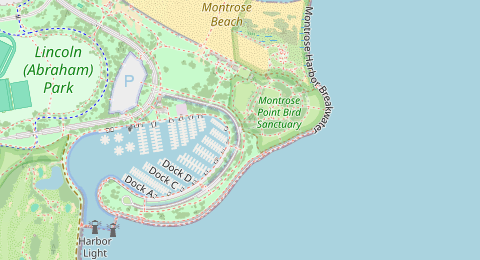 Map of a likely free parking spot near West Montrose Harbor Drive, Uptown, Chicago