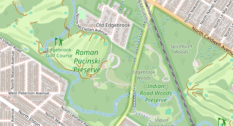 Map of a likely free parking spot near North Central Avenue 6100, Forest Glen, Chicago