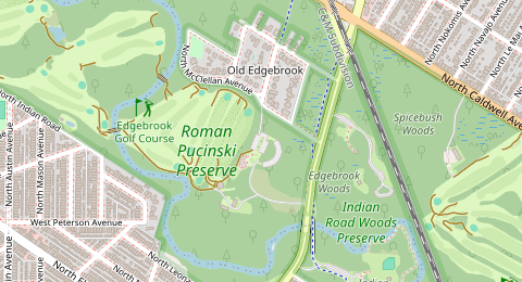 Map of a likely free parking spot near North Central Avenue 6100, Forest Glen, Chicago