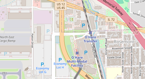 Map of a likely free parking spot near Kiss n Fly, Chicago