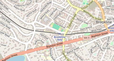 Map of a likely free parking spot near Tappan Street, North Brookline, Boston