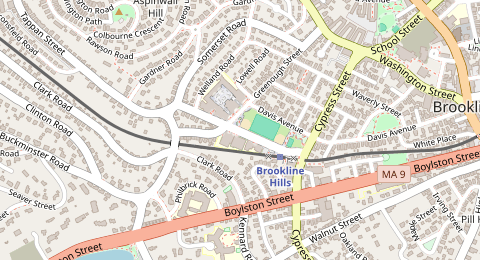 Map of a likely free parking spot near Tappan Street, North Brookline, Boston