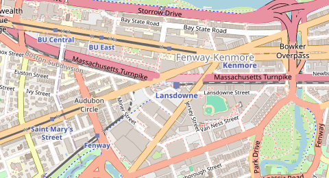 Map of a likely free parking spot near David Ortiz Drive, Fenway-Kenmore, Boston